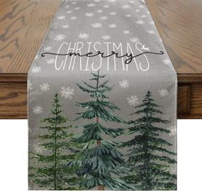 img 4 attached to 🎄 Artoid Mode Pine Tree Snowflake Christmas Table Runner: Festive Winter Decor for Indoor Outdoor Home Party - 13x72 Inch