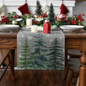 img 3 attached to 🎄 Artoid Mode Pine Tree Snowflake Christmas Table Runner: Festive Winter Decor for Indoor Outdoor Home Party - 13x72 Inch