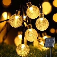 solar string lights outdoor: 30 led 20 ft fairy christmas lights crystal ball - waterproof & 8 modes - perfect for garden, patio, yard, fence, party, wedding (warm white) логотип