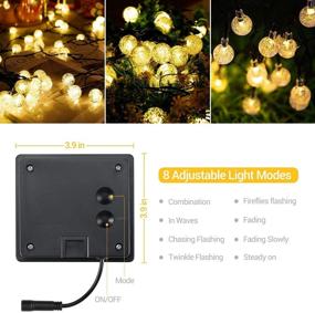 img 3 attached to Solar String Lights Outdoor: 30 LED 20 Ft Fairy Christmas Lights Crystal Ball - Waterproof & 8 Modes - Perfect for Garden, Patio, Yard, Fence, Party, Wedding (Warm White)