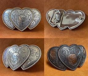 img 2 attached to Engraved Buckle Straps Antique Silver Women's Accessories and Belts