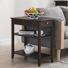 img 4 attached to Compact Bamboo End Table with Drawers and Open Storage Shelf by Nnewvante - Ideal for Small Spaces
