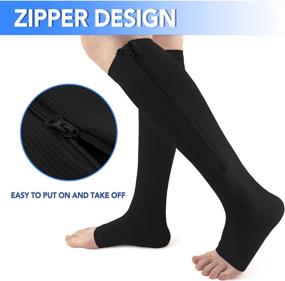 img 2 attached to 🧦 Get the Best Compression Socks with Zipper: 3 Pairs of Open Toe, 15-20 mmHg Zippered Compression Stockings for Women and Men