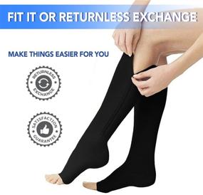 img 1 attached to 🧦 Get the Best Compression Socks with Zipper: 3 Pairs of Open Toe, 15-20 mmHg Zippered Compression Stockings for Women and Men