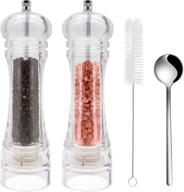 🌶️ refillable 8 inch salt & pepper grinder set with adjustable coarseness - perfect for himalayan salt, peppercorn, and spices | acrylic pepper mill and sea salt grinder kit of 2 logo