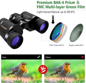 img 3 attached to 🌃 10X40 HD Binoculars for Adults with Low Light Night Vision, Waterproof and Fogproof - Perfect for Bird Watching, Travel, Hunting, Wildlife, and Concerts - Large Eyepiece Binoculars with BAK4 FMC Lens