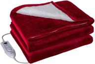 🔥 cozy up with an electric heated throw blanket! 50 x 60 inch, double side flannel, 4 heating levels & overheating protection (red white) logo