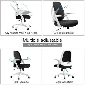 img 1 attached to 🪑 Hbada Home Office Desk Chair - Swivel Comfort Chair with Flip-up Arms and Height Adjustability, White