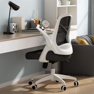 🪑 hbada home office desk chair - swivel comfort chair with flip-up arms and height adjustability, white logo