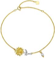 sisgem 14k solid gold sunflower bracelet: stunning gift for women, teens & best friends - summer/autumn sunshine jewelry logo