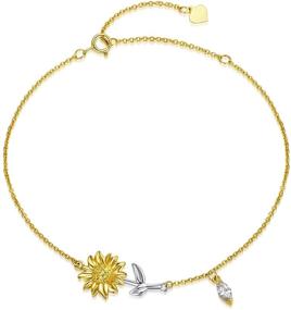 img 4 attached to SISGEM 14K Solid Gold Sunflower Bracelet: Stunning Gift for Women, Teens & Best Friends - Summer/Autumn Sunshine Jewelry