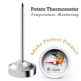 img 3 attached to 🥔 KT THERMO Potato Baking Stand Thermometer for Perfectly Baked Potatoes, Includes Potato Masher for Smooth Mashed Potatoes - Ideal for Sweet Potato, Russet Potatoes, Mini Button – Durable Stainless Steel Dial Potato Tool for Grilling, Set of 4