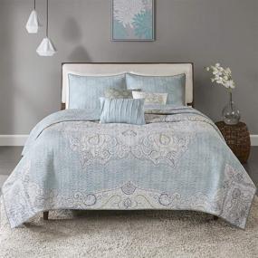 img 2 attached to 🛏️ Madison Park Reversible Cotton Quilt - Luxury Stitching Design, All Season, Breathable Coverlet Bedspread Bedding, Shams, Decorative Pillow Lucinda, Medallion Seafoam King/Cal King (104"x92") 6 Piece Ensemble with Improved SEO