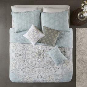 img 4 attached to 🛏️ Madison Park Reversible Cotton Quilt - Luxury Stitching Design, All Season, Breathable Coverlet Bedspread Bedding, Shams, Decorative Pillow Lucinda, Medallion Seafoam King/Cal King (104"x92") 6 Piece Ensemble with Improved SEO