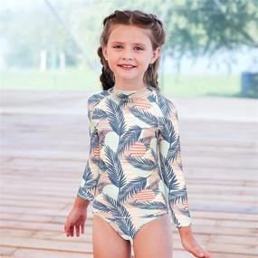 img 2 attached to Sun Protection Girls' Two Piece Rash Guard Bathing Suit Set with Long Sleeve, UPF 50+ Swimwear Surf Leaf Set, Ideal for Kids' Sunsuits and Girls' Shoes