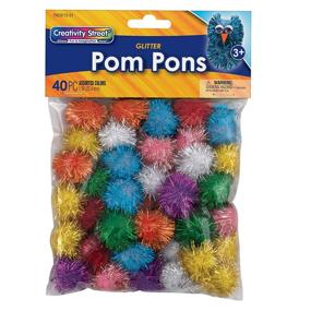 img 4 attached to 🎉 40-Pack 1 Inch Glitter Pom Poms by Chenille Kraft