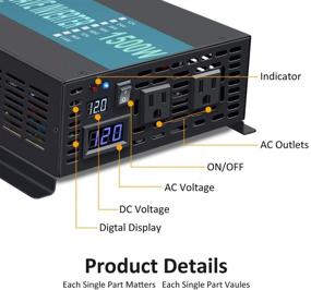 img 2 attached to 🔌 WZRELB Reliable 1500W Solar Power Inverter: Full Power, Pure Sine Wave, Off Grid Converter for Home Use (Black)