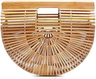 🎋 hossejoy bamboo handbag - handmade bench tote bag for women in natural bamboo - dimensions: 11.35" x 9.7" x 2.95 logo