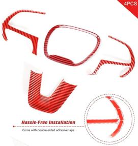 img 3 attached to Повысьте качество вашего Dodge Challenger/Charger/Durango с набором декоративных элементов для рулевого колеса JeCar в красной имитации углеродного волокна (Challenger/Charger 2015-2020 и Durango 2014-2019) 🚗