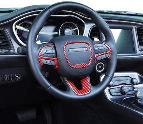 img 4 attached to Повысьте качество вашего Dodge Challenger/Charger/Durango с набором декоративных элементов для рулевого колеса JeCar в красной имитации углеродного волокна (Challenger/Charger 2015-2020 и Durango 2014-2019) 🚗