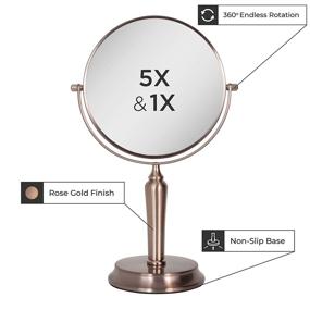 img 1 attached to Anaheim by Zadro Swivel Round Vanity Mirror – 5X/1X Magnification, Rose Gold Finish, Perfect for Bedroom, Bathroom, Tabletop or Counter Top