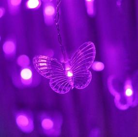 img 1 attached to 🦋 96 LED Purple Butterfly Curtain Fairy Lights - USB Plug-in, 8 Modes, 11.5FT Firefly Window Twinkle Timer String Lights with Remote Control - Perfect for Bedroom, Patio, Christmas, Wedding, Party Decoration