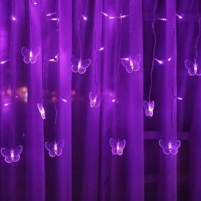 img 2 attached to 🦋 96 LED Purple Butterfly Curtain Fairy Lights - USB Plug-in, 8 Modes, 11.5FT Firefly Window Twinkle Timer String Lights with Remote Control - Perfect for Bedroom, Patio, Christmas, Wedding, Party Decoration