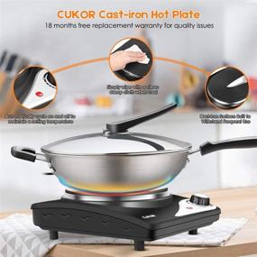 img 2 attached to CUKOR Hot Plate: 1500W Electric Single Burner for Cooking - Portable Stove with Cast-Iron Construction, Stainless Steel, Non-Slip Rubber Feet