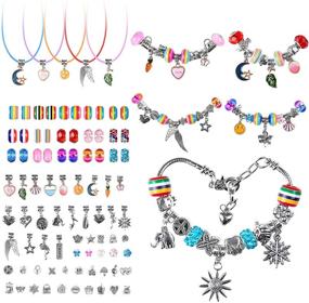 img 4 attached to DIY Charm Bracelet Making Kit - Silver Charms for Bracelets & Necklaces, 95 Pieces Craft Jewelry Set, Perfect Birthday Gifts for Teen Girls (Ages 8-13)