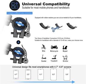 img 1 attached to Держатель для телефона Visnfa для велосипеда - Два разъема для руля 15-40 мм - 360° вращаемый - Универсальные аксессуары для велосипедов, мотоциклов и скутеров - Клип для телефона на руль для смартфонов от 4,7 до 6,8 дюймов.