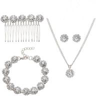 💍 ammei bridal wedding jewelry set: exquisite crystal side comb earrings, necklace, and bracelets (5 pieces) logo