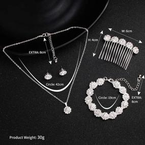 img 3 attached to 💍 Ammei Bridal Wedding Jewelry Set: Exquisite Crystal Side Comb Earrings, Necklace, and Bracelets (5 Pieces)