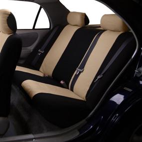 img 3 attached to Optimize your Car Seat with FH Group Beige FB050BEIGE012 Fabric Bench Seat Cover and 2 Headrests