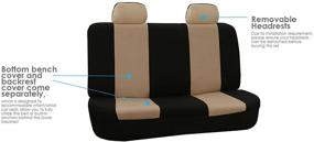 img 2 attached to Optimize your Car Seat with FH Group Beige FB050BEIGE012 Fabric Bench Seat Cover and 2 Headrests