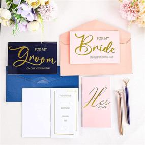 img 1 attached to 💍 Elegant Wedding Vows Book Set – Eaasty Collection: Includes 2 Gold Foil Groom and Bridal Vows Books, Stylish Wedding Vows Notebook, 2 Foldable Vows Cards with Envelopes, and 2 Crystal Diamond Ballpoint Pens – Perfect Wedding Present