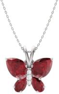 💎 diamondere sterling silver butterfly petite necklace with 1.04 carat natural certified gemstone and diamond pendant, complete with chain logo