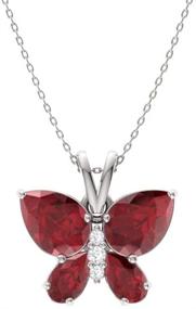 img 4 attached to 💎 Diamondere Sterling Silver Butterfly Petite Necklace with 1.04 Carat Natural Certified Gemstone and Diamond Pendant, Complete with Chain