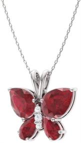 img 3 attached to 💎 Diamondere Sterling Silver Butterfly Petite Necklace with 1.04 Carat Natural Certified Gemstone and Diamond Pendant, Complete with Chain