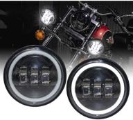 🏍️ фары harley 4.5 дюйма 60w led лампы для противотуманных фар с белым свечением кольца ангельских глаз, противотуманная фара дневного хода для мотоцикла - 2 шт. логотип