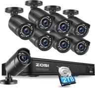 📷 zosi 1080p poe home security camera system with 2tb hard drive - outdoor/indoor, 8ch nvr recorder, 8 surveillance bullet cameras, 120ft night vision logo