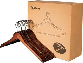 img 4 attached to 👔 Premium Mahogany Topline Classic Wood Shirt Hangers - Pack of 10