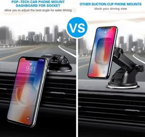img 2 attached to Suction Cup Phone Holder for Socket Users - pop-tech Dashboard Car Phone Mount with Adjustable 360°Rotation, Includes 3M Sticky Adhesive Replacement - Black