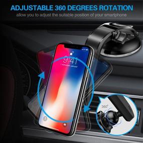 img 1 attached to Suction Cup Phone Holder for Socket Users - pop-tech Dashboard Car Phone Mount with Adjustable 360°Rotation, Includes 3M Sticky Adhesive Replacement - Black