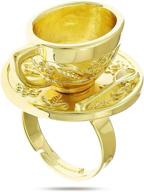 rechicgu vintage fairytale 3d tea cup saucer ring for party, fairy tale hatter wonderland cosplay, fancy dress logo