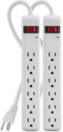 ⚡ belkin power strip surge protector - 6 ac multiple outlets, 2ft metal cord - white (2 pack) logo