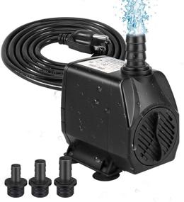 img 4 attached to 💧 Водяной насос Winkeyes 1050GPH 100W: Бесшумный и мощный погружной насос для фонтанов, аквариумов, рыбных прудов и системы гидропоники с функцией защиты от сухого сгорания, подъемом до 13 футов, кабелем длиной 5.9 фута и 3 насадками.