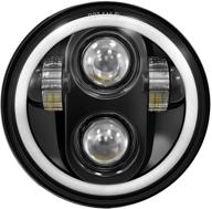 фары truckmall с led-подсветкой halo drl для мотоцикла harley davidson street bob super wide 🚚 glide low rider night rod softail custom iron 883 dyna indian scout triumph в черном (5.75 дюймов) логотип