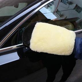 img 1 attached to Benliudh Natural Wool Car Wash Mitt - Scratch-Free Sheepskin Wash Mitt Set of 3