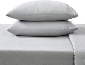 img 2 attached to 🛏️ Premium Umchord 1800 Thread Count Cal King Sheet Set - Extra Soft, Deep Pocket Cooling Bed Sheets in Light Grey - Wrinkle & Fade Resistant 4 Piece Set