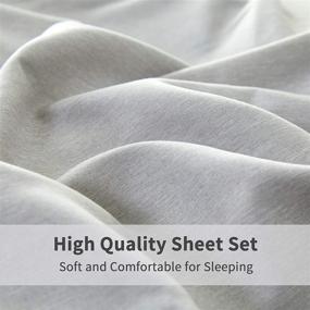 img 1 attached to 🛏️ Premium Umchord 1800 Thread Count Cal King Sheet Set - Extra Soft, Deep Pocket Cooling Bed Sheets in Light Grey - Wrinkle & Fade Resistant 4 Piece Set